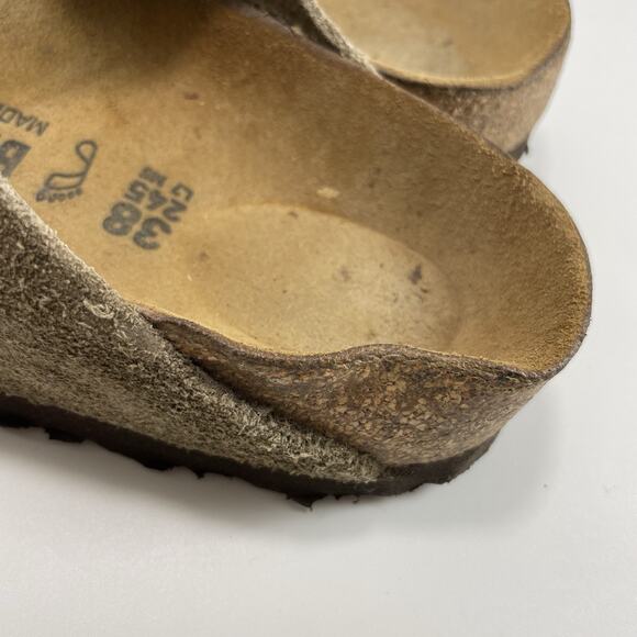 Birkenstock Arizona Sandals Womens Size 38 US 7-7.5 Tan Suede Slide - Picture 8 of 10